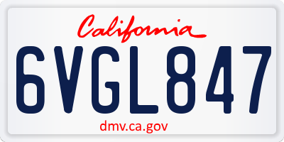 CA license plate 6VGL847