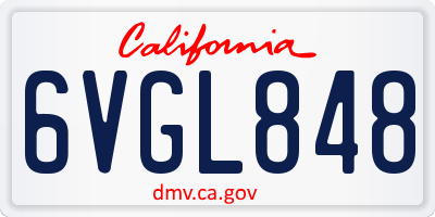 CA license plate 6VGL848
