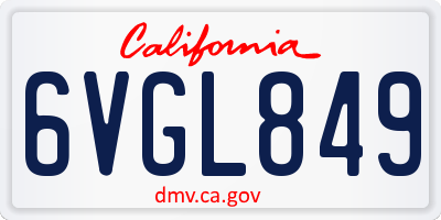 CA license plate 6VGL849