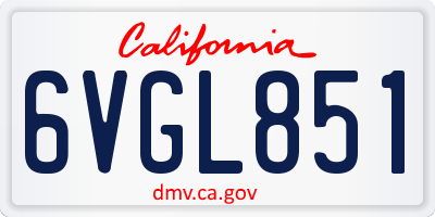 CA license plate 6VGL851