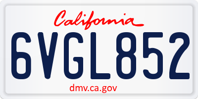 CA license plate 6VGL852
