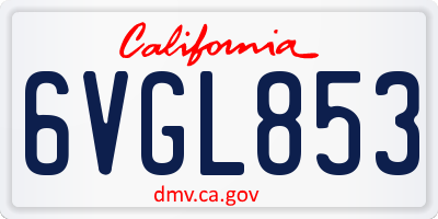 CA license plate 6VGL853