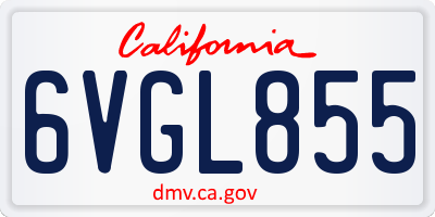 CA license plate 6VGL855