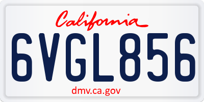 CA license plate 6VGL856