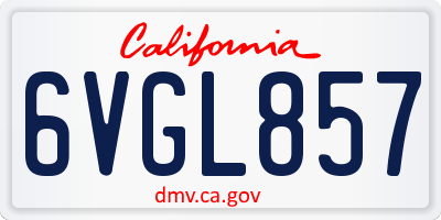 CA license plate 6VGL857