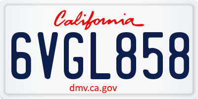 CA license plate 6VGL858