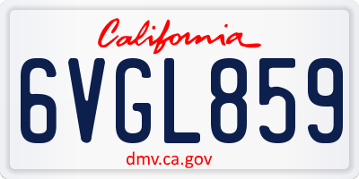 CA license plate 6VGL859