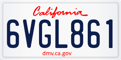 CA license plate 6VGL861