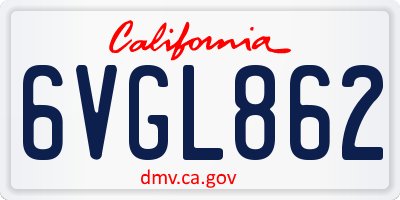 CA license plate 6VGL862