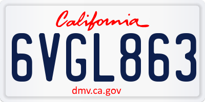CA license plate 6VGL863