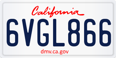 CA license plate 6VGL866