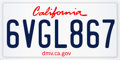 CA license plate 6VGL867