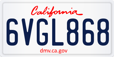 CA license plate 6VGL868