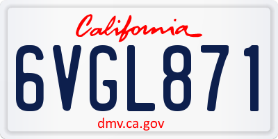 CA license plate 6VGL871
