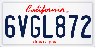 CA license plate 6VGL872