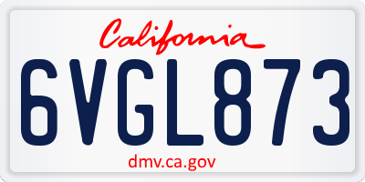 CA license plate 6VGL873