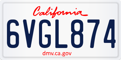 CA license plate 6VGL874