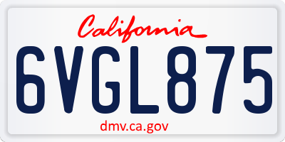CA license plate 6VGL875