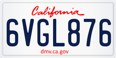 CA license plate 6VGL876