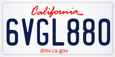 CA license plate 6VGL880