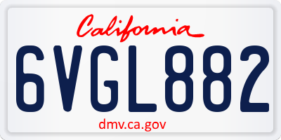 CA license plate 6VGL882