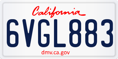 CA license plate 6VGL883