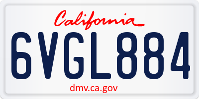 CA license plate 6VGL884