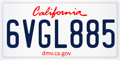 CA license plate 6VGL885