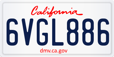 CA license plate 6VGL886