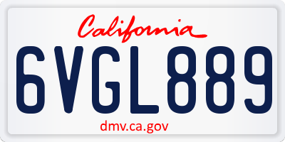 CA license plate 6VGL889