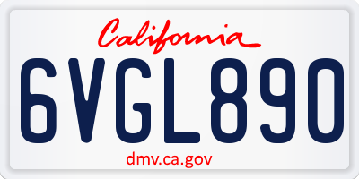CA license plate 6VGL890
