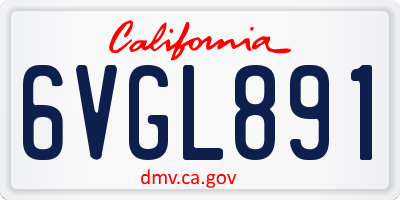 CA license plate 6VGL891