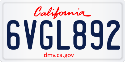 CA license plate 6VGL892