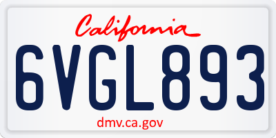CA license plate 6VGL893