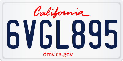 CA license plate 6VGL895