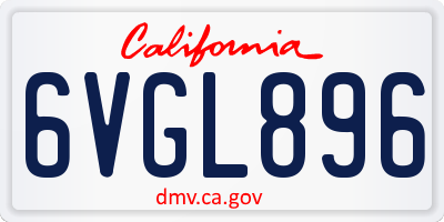 CA license plate 6VGL896