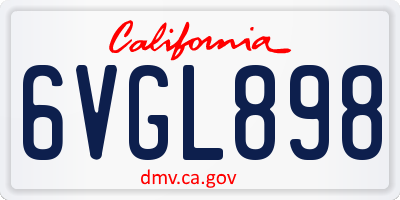 CA license plate 6VGL898