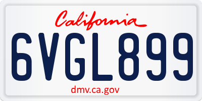CA license plate 6VGL899