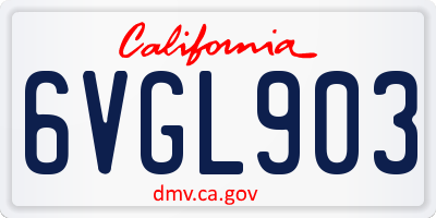 CA license plate 6VGL903
