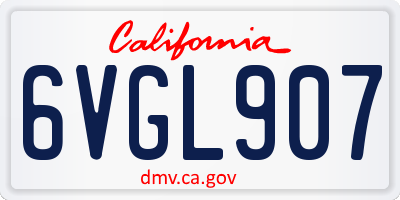 CA license plate 6VGL907