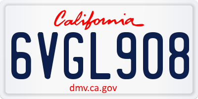 CA license plate 6VGL908