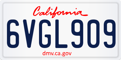 CA license plate 6VGL909