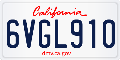 CA license plate 6VGL910