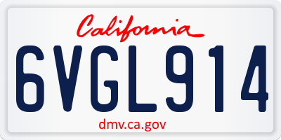 CA license plate 6VGL914
