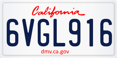 CA license plate 6VGL916