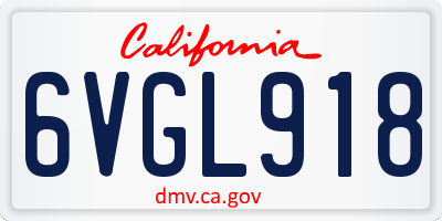 CA license plate 6VGL918