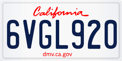CA license plate 6VGL920
