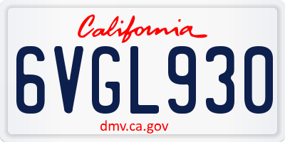CA license plate 6VGL930