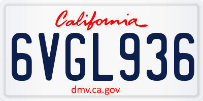 CA license plate 6VGL936