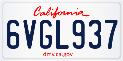 CA license plate 6VGL937